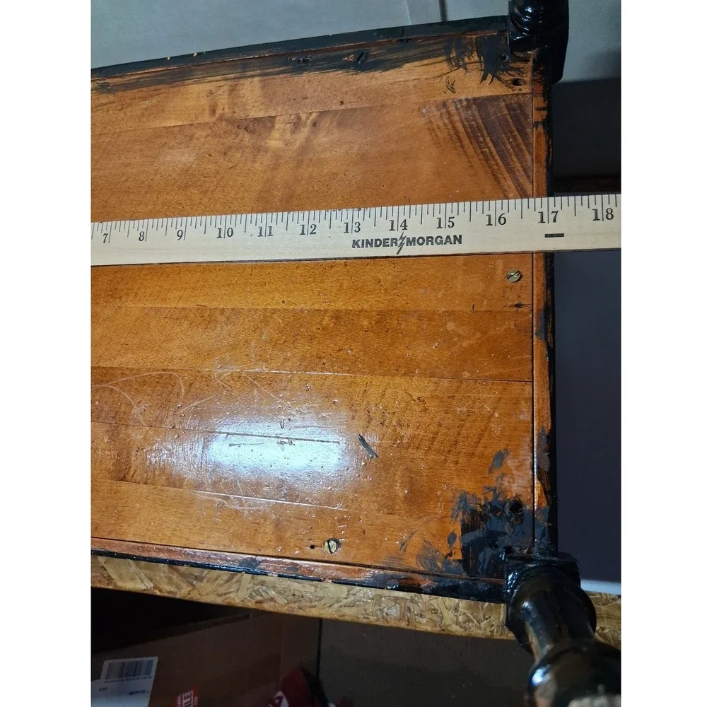Vintage Black Wooden Spindle Magazine Rack Floor Stand Turned Wood Handle 17x12